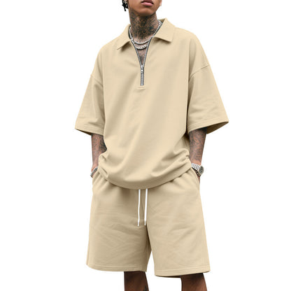 Costume à revers pour homme, ensemble deux pièces d'été ample